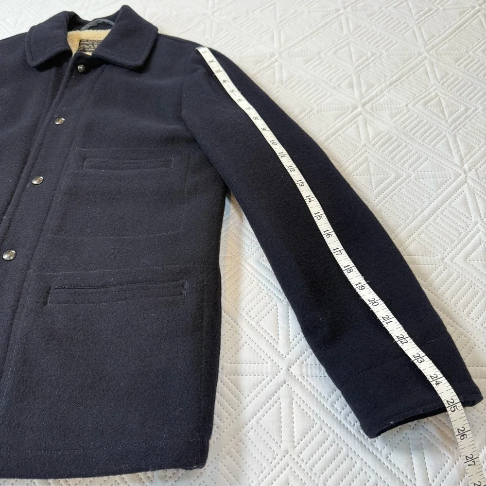 J. Crew Wool Sherpa Lined Skiff Jacket Size S Navy